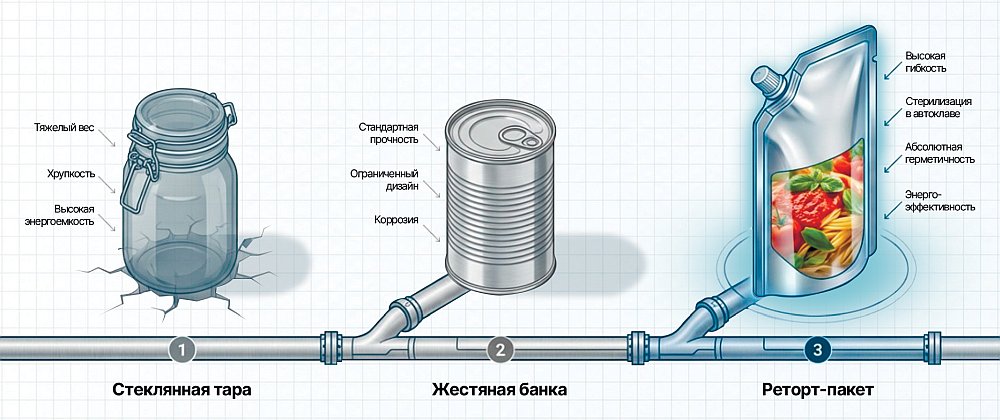 Сравнение реторт-пакета и консервной банки